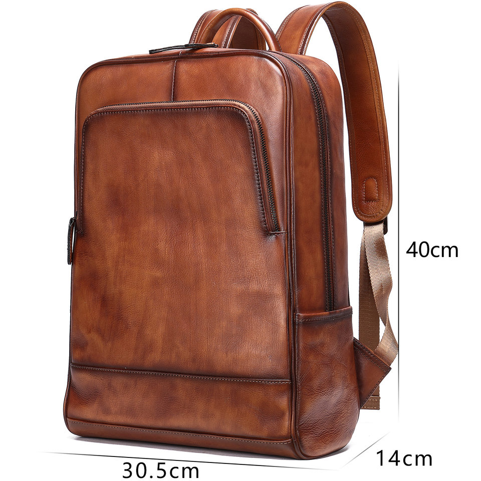 Ba lô da nam công sở đựng laptop 15,6 inch da bò lớp đầu — 816 màu đen, 9157 màu đen, 9197 màu đen, 8226 màu đen