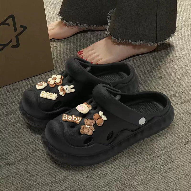 Сандалии в стиле croc женские, для DIY декора, пляжные противоскользящие закрытые, размеры 36–41