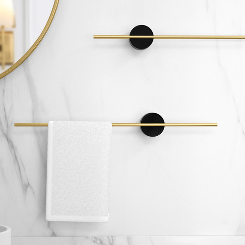 Light luxury aluminum towel rack, adjustable golden punch-free single pole wall-mounted towel rack, Nordic minimalist bathroom towel rack