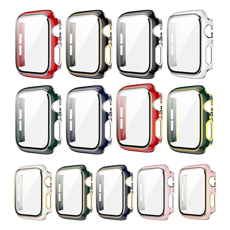 New Model Suitable for iWatch 2-11 Generation Apple Watch Case, Dazzling Carved Tempered Film Protective Cover, Pc Two-Color Watch Case New Model Suitable for iWatch 2-11 Generation Apple Watch Case, Dazzling Carved Tempered Film Protective Cover, Pc Two-Color Watch Case