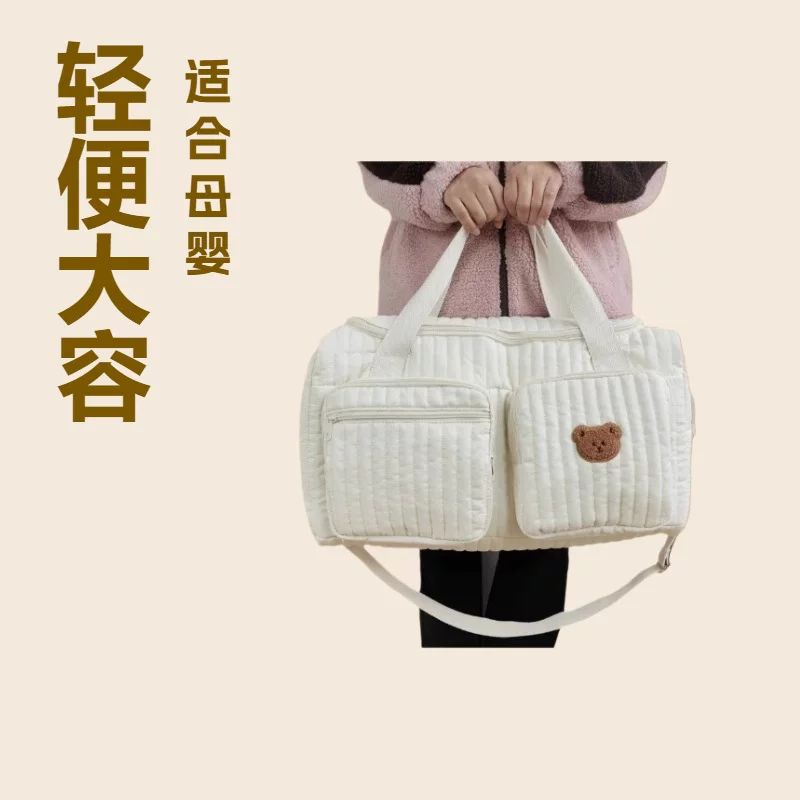 Capacious travel bag, handheld shoulder bag for mother and baby, children's cart, organizer bag, Korean style