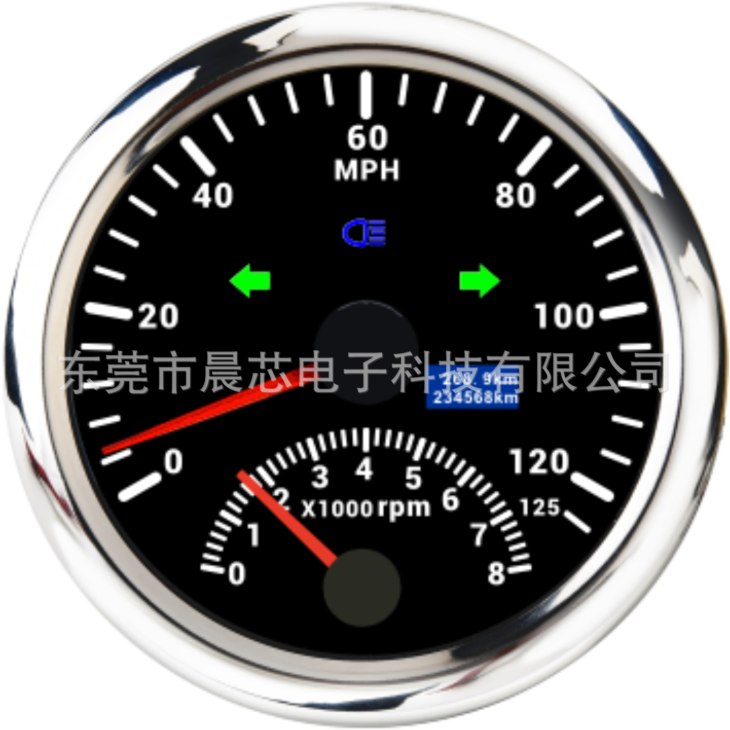 Speedometer Car – Motuoche automobile instrument - cx8259-black-dial-silver-cover-125mph