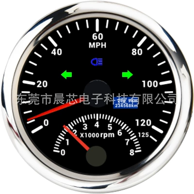 Gps Odometer and Car – automobile instrument - cx8259-black-dial-silver-cover-125-mph