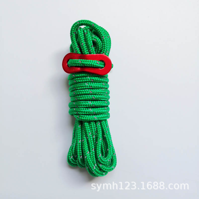 Suministro directo transfronterizo de cuerda de camping al aire libre carpa cuerda vinculante dosel cuerda a prueba de viento cuerda reflectante fija en stock fábrica al por mayor