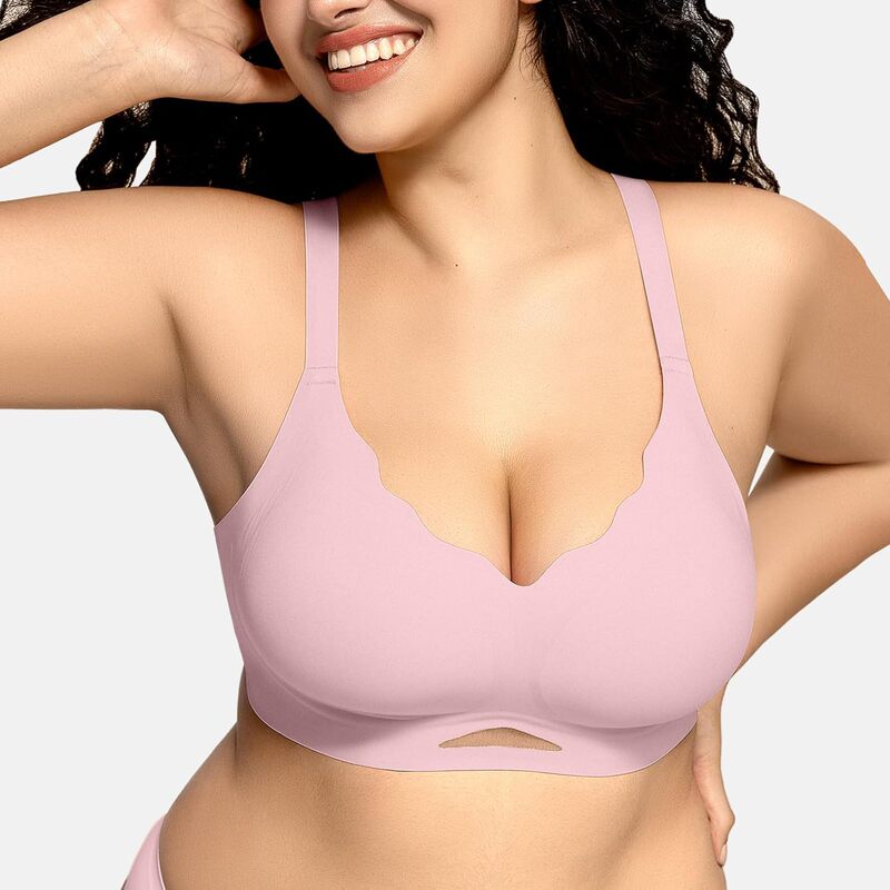 OEAK レディース ワイヤレス ブラジャー スカラップ プッシュアップ ブラレット No Und|undefined
