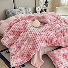 仿兔毛牛奶绒A类四件套宿舍双人秋冬季加绒加厚抽条款珊瑚绒套件