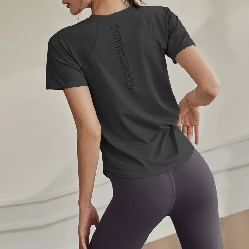 Camiseta deportiva de secado rápido para mujer de gran tamaño malla suelta casual de manga corta ropa de yoga para correr tops para mujer fábrica comercial de verano