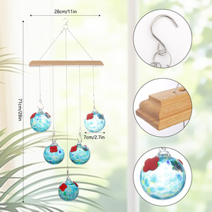 Cross-Border Hot Model New Charming Wind Chimes Hummingbird Wooden Hanging Bird Feeder