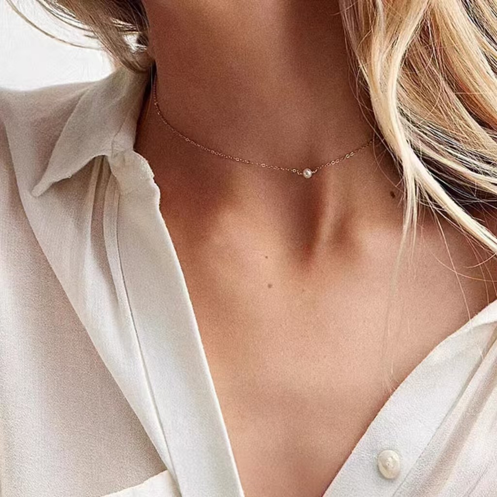 European and American ladies a small pearl accessories necklace new fashion 14k gold clavicle necklace necklace chain wholesale