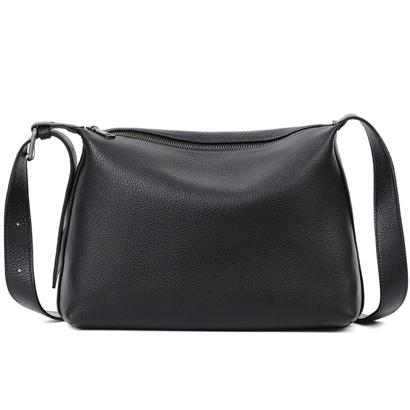 Túi đeo chéo nam da bò mềm dung tích lớn 29×11×17 cm — Màu đen
