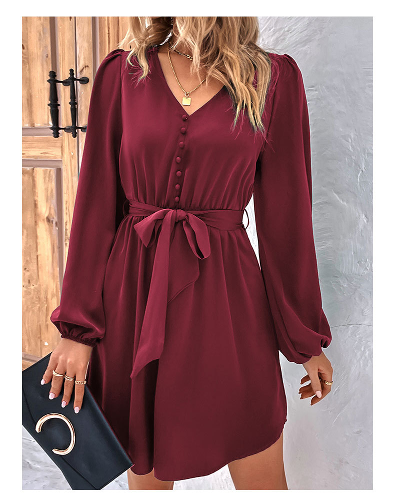 Abito da donna a maniche lunghe con scollo a V_voghion.com
