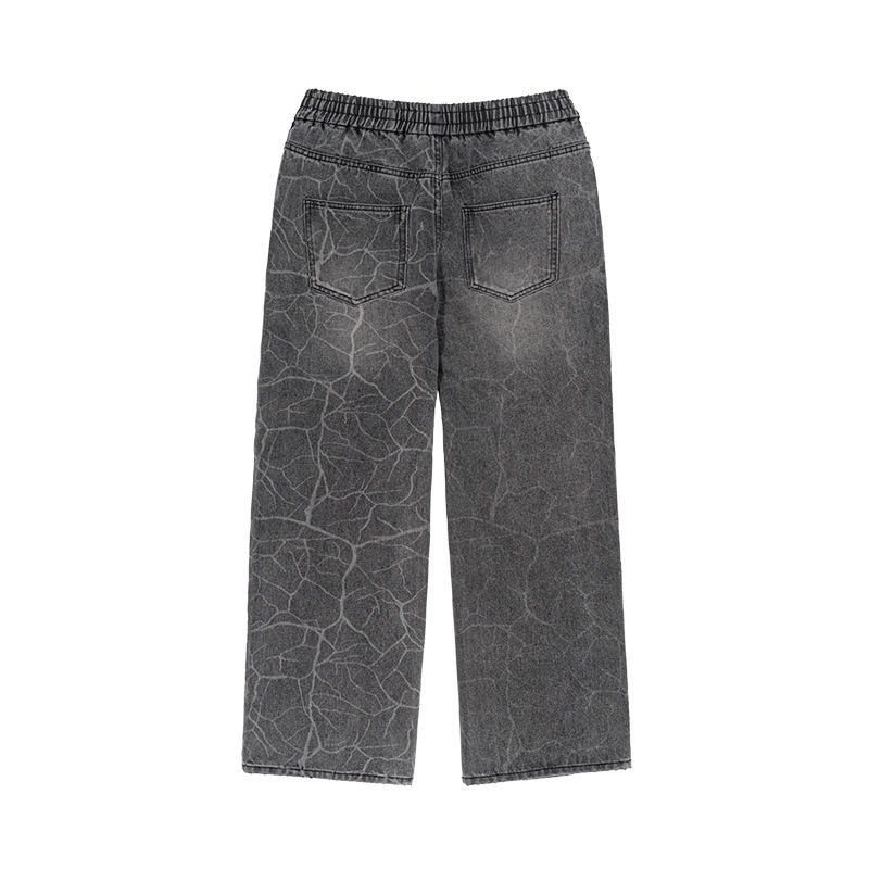 ETAI Hombre| Pantalones de estriado láser de rayos de ancho completo Retro americano pulverización de caballo para hacer jeans viejos