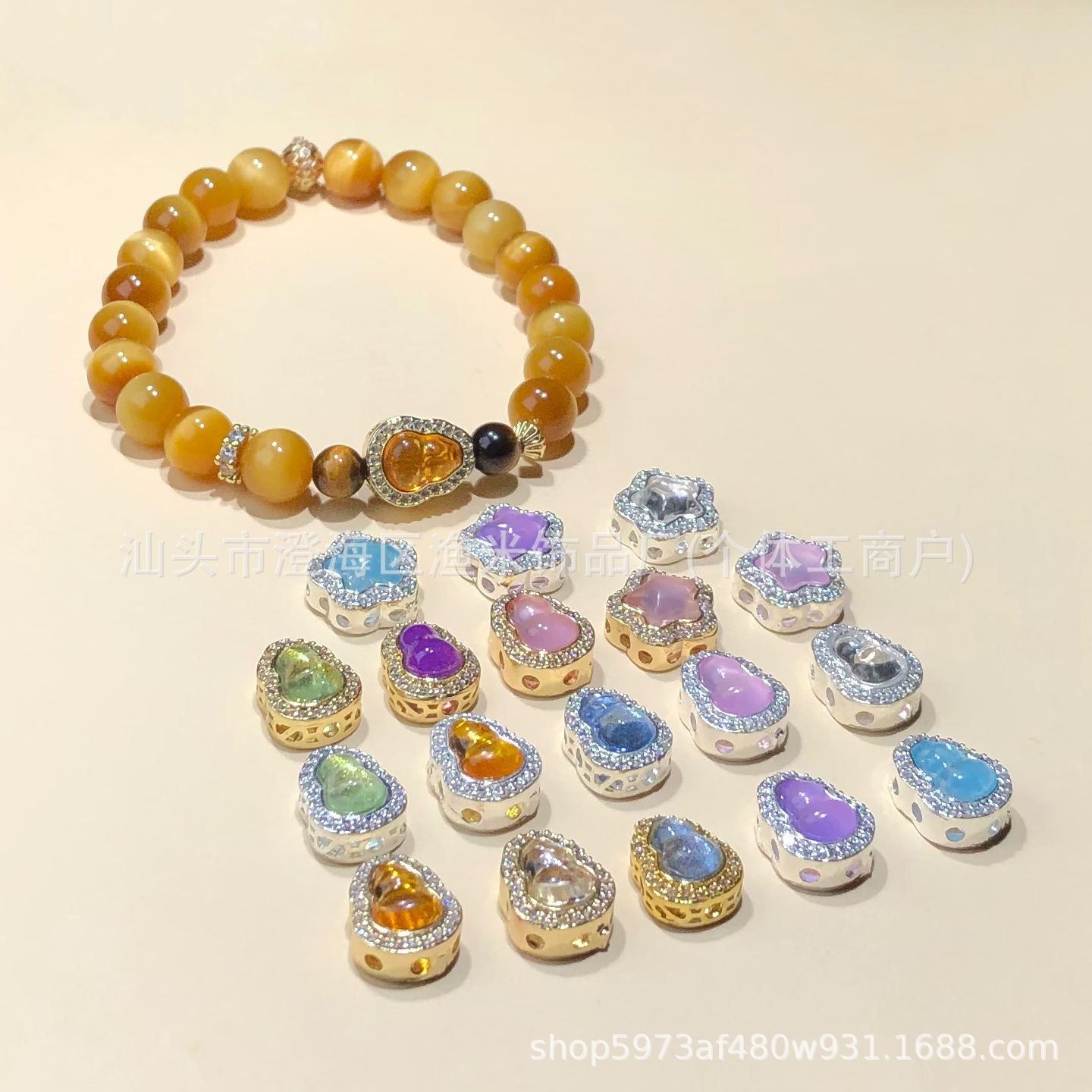14K Gold-Filled High Color Retention Crystal DIY Jewelry Accessories Chinese Style Gourd Spacer Bead Bracelet Necklace Beaded Handmade Accessories