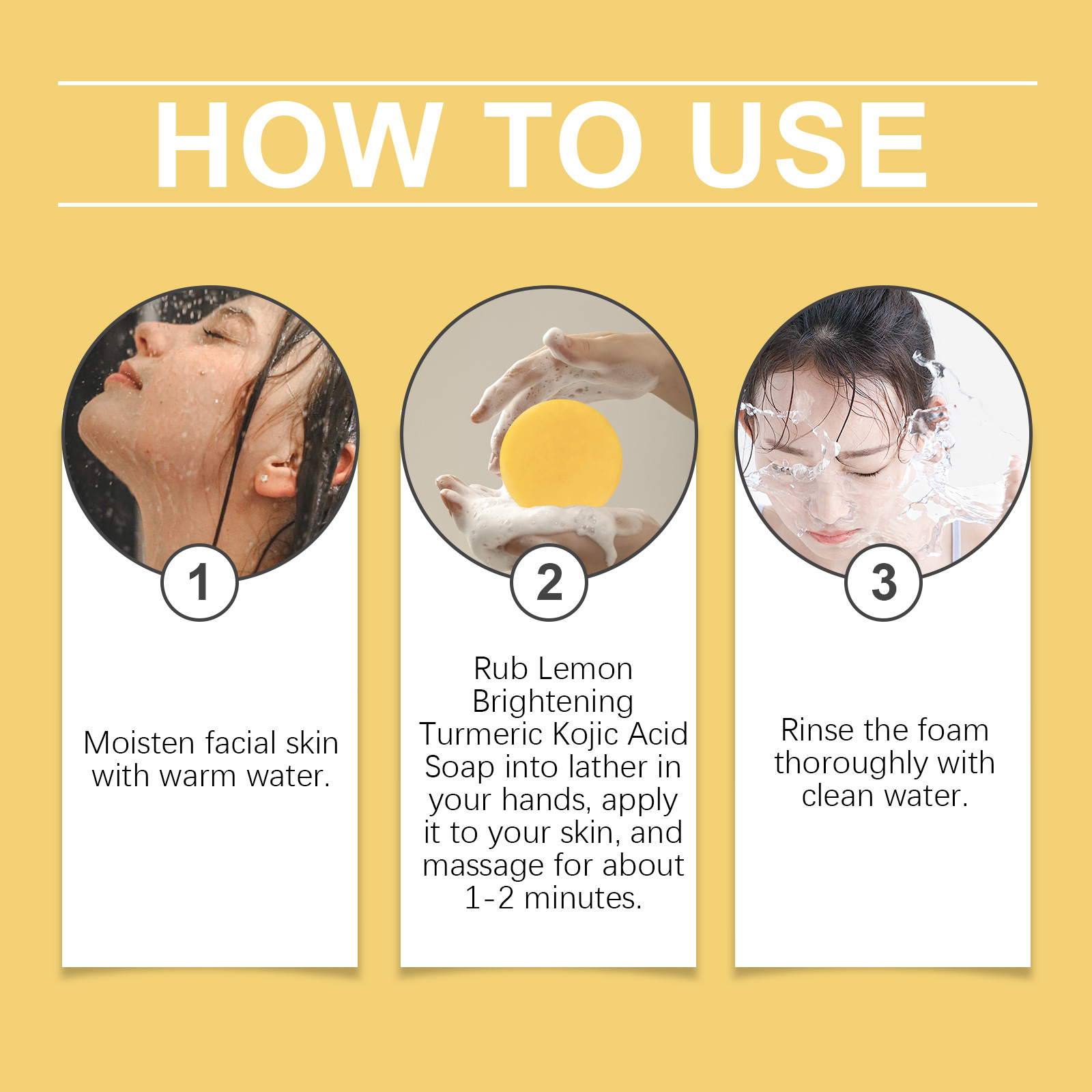 Sapun s limunskom kurkumom i kojičnom kiselinom, čišćenje pora, vlaženje i omekšavanje kože Okrugli sapun za čišćenje_voghion.com