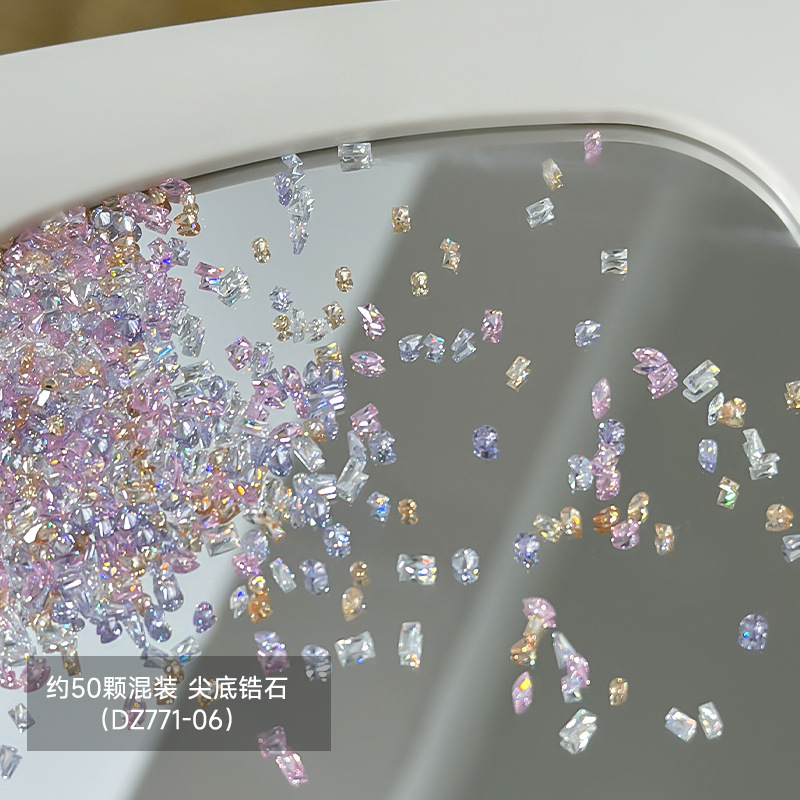 뾰족한 바닥, 투명한 바닥, 컬러풀한 50개 혼합팩(DZ771-06)