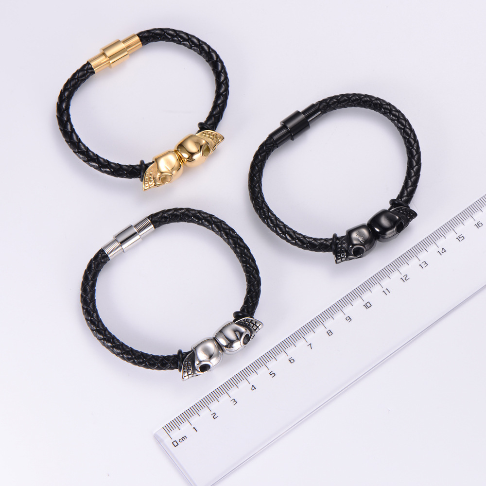 21g Weight Vacuum Plating Gold Plating Process Fashion 304 Stainless Steel No Inlaid 18K Gold Plated Vacuum Plating Men'S Men Cord & Leather Bracelets