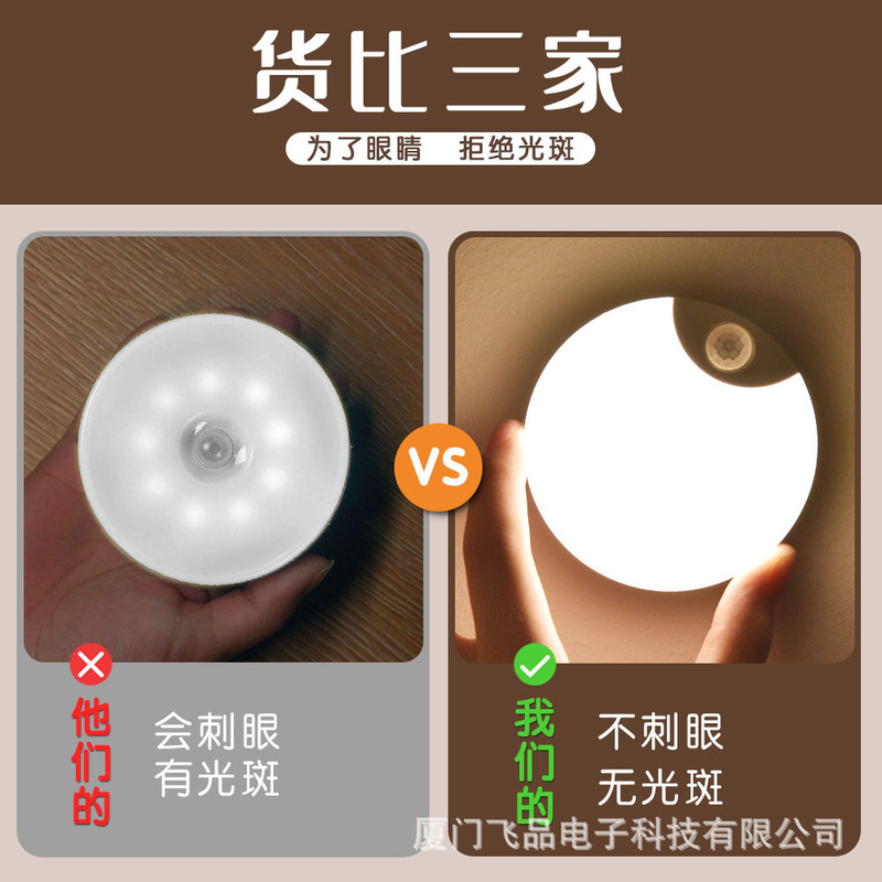 新しいセンサーライト人体センサーライトスマート寝室通路トイレ調光可能な磁気吸引充電式 LED ナイトライト|undefined