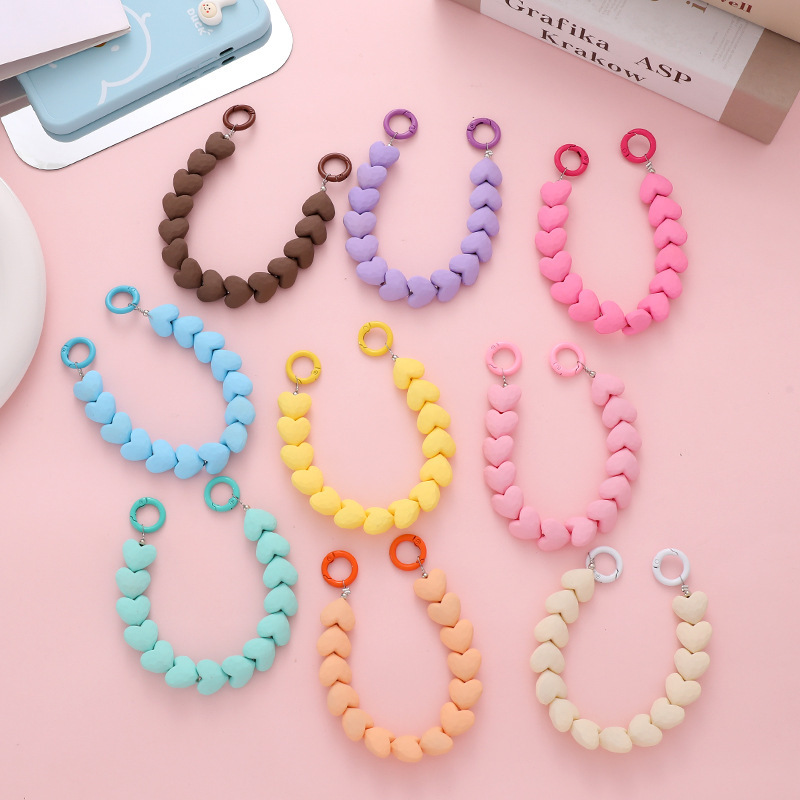 Yi Lian New Style Hand-felt Paint Facet Peach Heart Beaded Hand Chain Water Cup Hanging Chain Mobile Phone Shell Pendant Mobile Phone Chain Women Yi Lian New Style Hand-felt Paint Facet Peach Heart Beaded Hand Chain Water Cup Hanging Chain Mobile Phone Shell Pendant Mobile Phone Chain Women