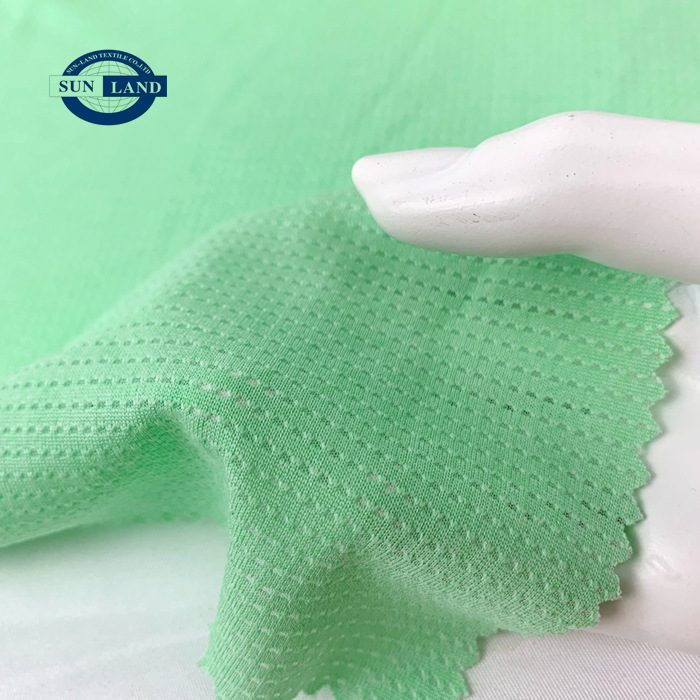 全涤针织纬编半光华夫格 抽针方格网眼布 速干T恤运动短袖面料