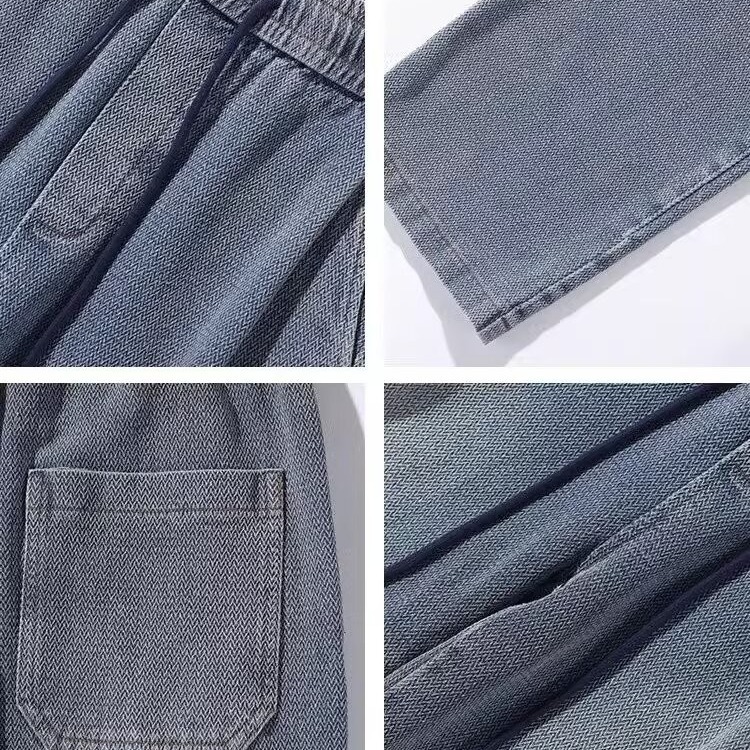 Jeans estrelado hombre marca de moda recta piernas largas estilo americano retro herringbone lavado pantalones casuales primavera y otoño