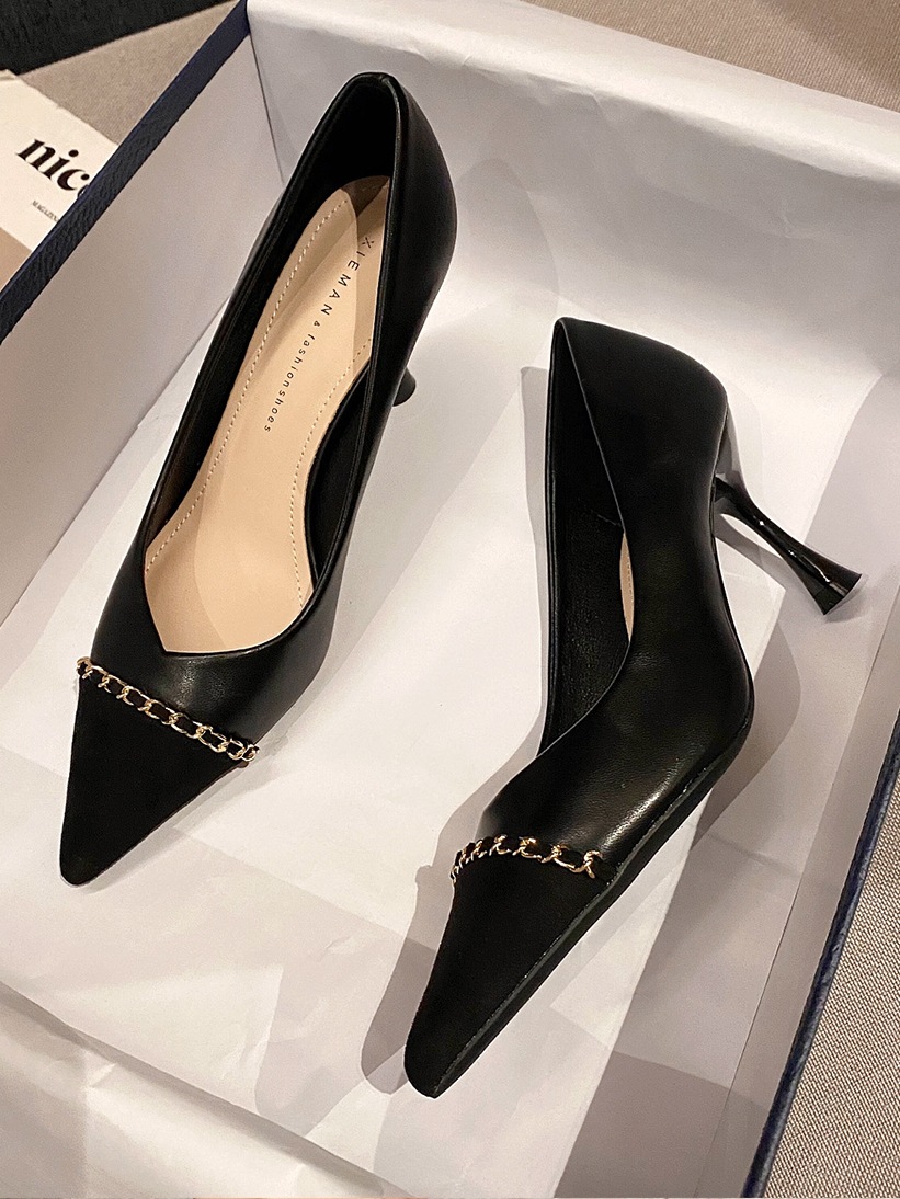 Schwarze High Heels Für Damen Spitze Pumps Für Den Alltag_voghion.com
