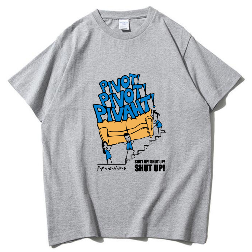 Camiseta Casual de Cuello Redondo y Corte Regular de la Serie de Televisión Hot Friends Pivot Shut Up 2024