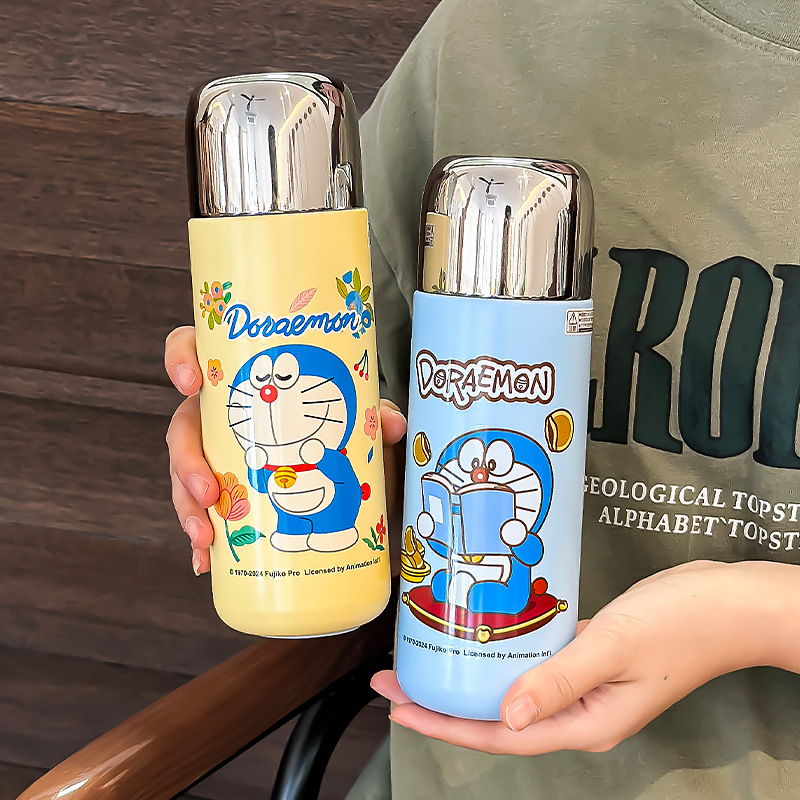 Doraemon 2024 nueva taza de agua de alta calidad de acero inoxidable taza de dibujos animados de estudiantes lindos taza de paja