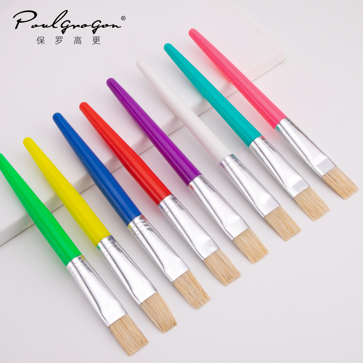 4 Flat-Head Boar Bristle Brushes for Kidsren's Art Painting Graffiti Acrylic Paint Plastic Rod Brushes Oil Paint Brushes