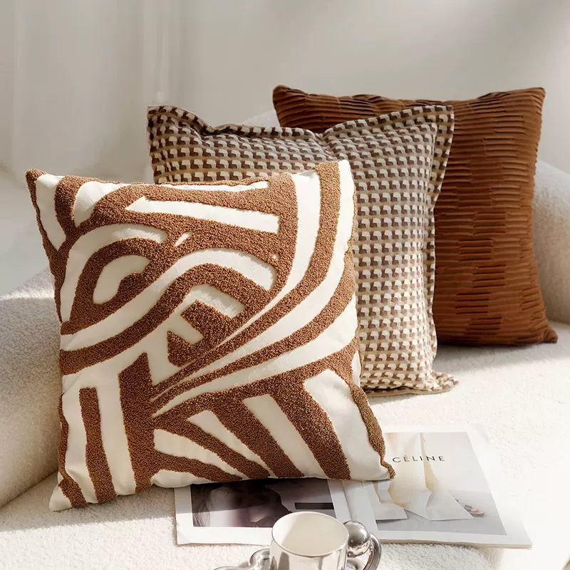 Creamy high -end retro style knot pillow pillow sleeve sofa bed on the brown bed on the waist on the waist pillow and cushion with core bay windows