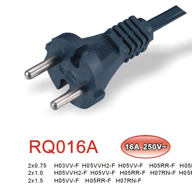 欧标电源线两芯韩规二圆插头八字尾电源适配线欧规2圆脚电源线