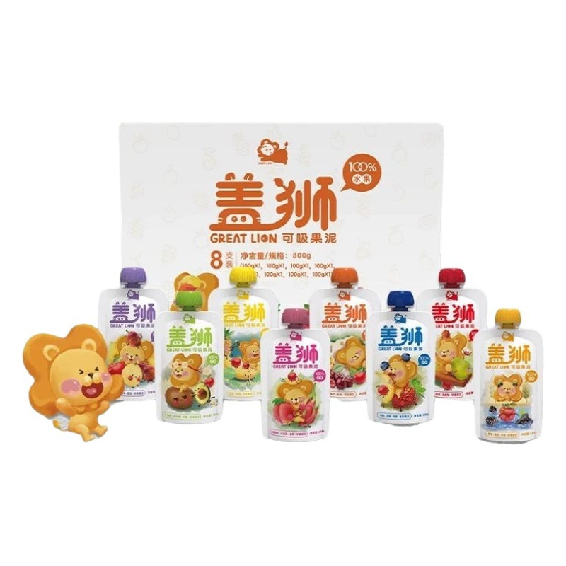 Gaishi мульти-ароматическое фруктовое пюре комбинированная упаковка детская закуска сок фруктовое пюре прикорма пюре смешанный вкус 100 г * 8 пакетиков