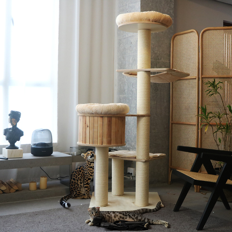 Gran gato agarra la placa no ocupa el suelo árbol gato estante de gato minimalista gran gato nido todo en un árbol gato madera sólida estante de escalada
