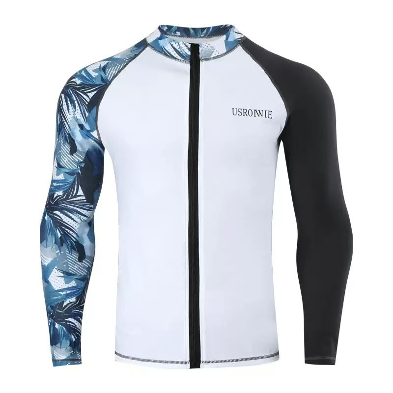 2025 New Men's Diving Suit Long-Sleeved Sun Protection Quick-Drying Swimwear Rash Guard Surfing Suit Snorkeling Set