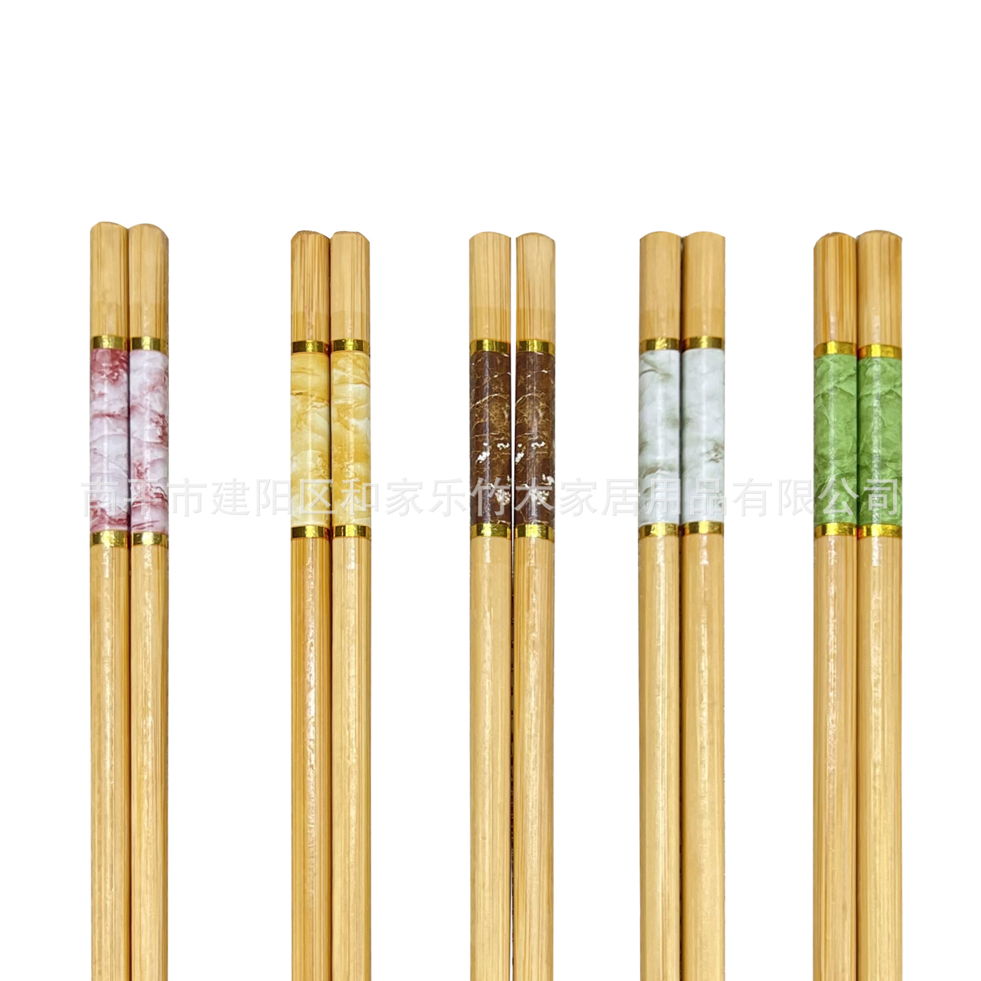 筷子家用高档竹筷子防滑大理石五色筷天然防霉抗菌耐高温不打滑