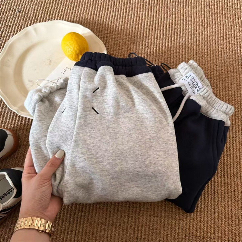 儿童长裤2025眯眯眼冬季新品男女童韩版加厚休闲裤宝宝简约抽绳裤