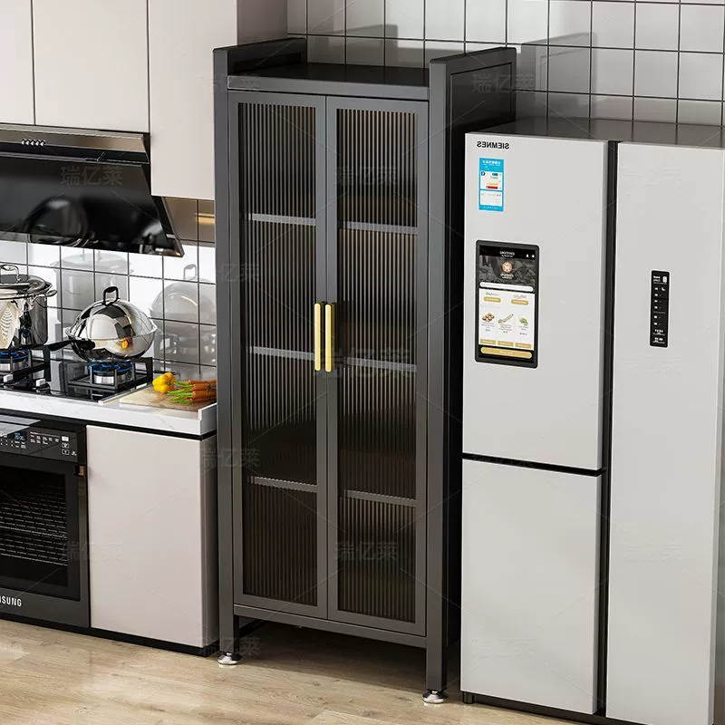 Бытовой двухдверный шкаф для хранения, кухонный шкаф, пылезащитный шкаф для хранения с дверцей, увеличенная напольная полка для хранения