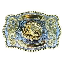 跨境金银唐草花纹马头动物西部骑士皮带扣头嘻哈美国西部牛仔扣头