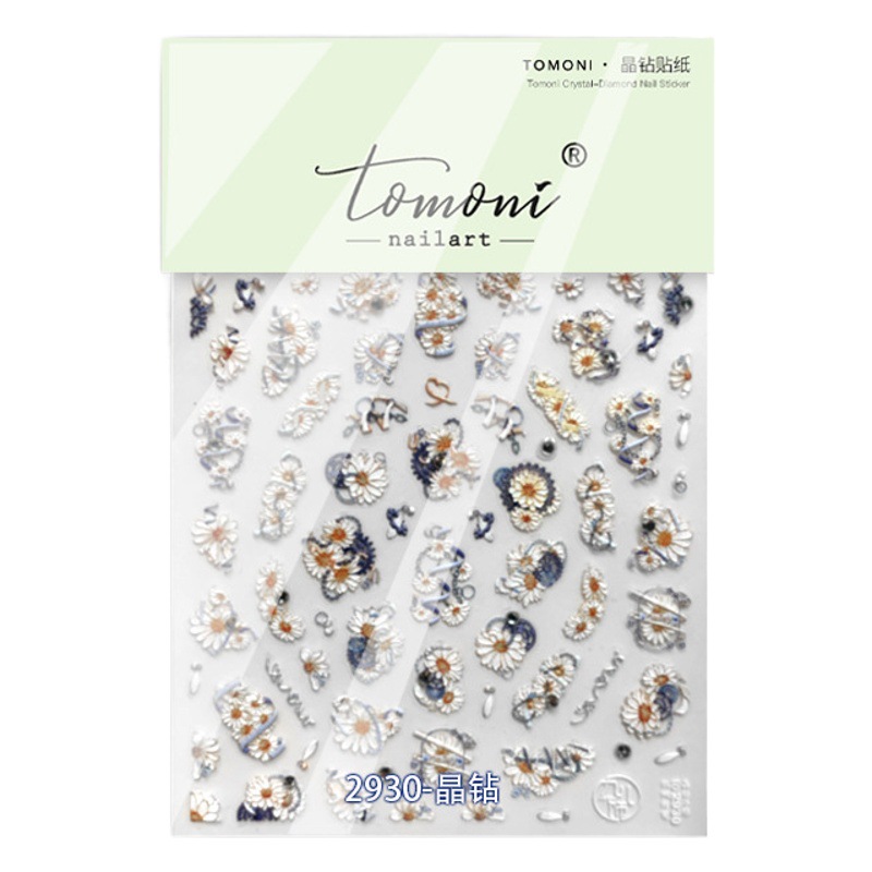 Tomoni cristal diamante uñas pegatinas popular japonés retro uñas pegatinas fábrica lote mariposa cuatro Awn estrella 2930