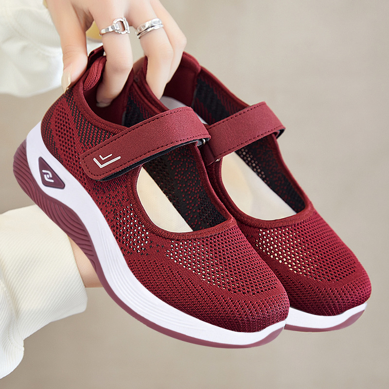 Zapatos para Mujer Mayor, Nuevo Estilo de Verano, Zapatos para Mamá, Venta al por Mayor con Envío Directo, Zapatos Cómodos para Personas de Mediana Edad y Mayores con Velcro, Zapatos para Caminar Transpirables con Suela Suave.
