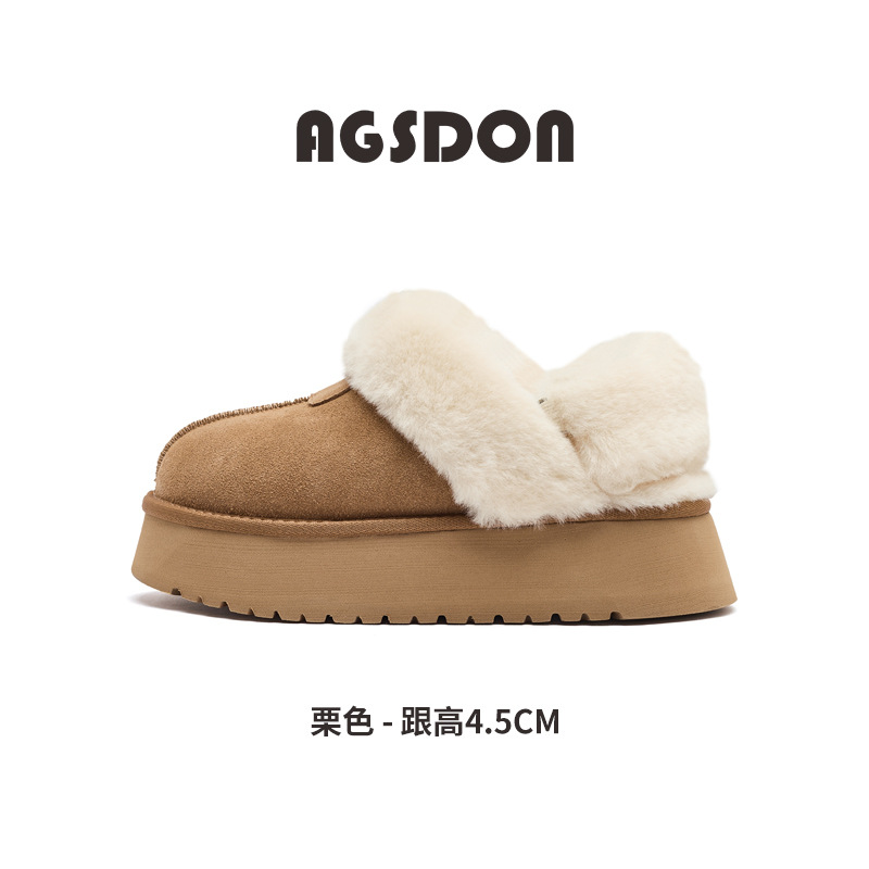 Botas de nieve de baja parte de Augu Lion para mujeres 2025, nuevo invierno con suela gruesa y terciopelo grueso en casa dos zapatillas de lana