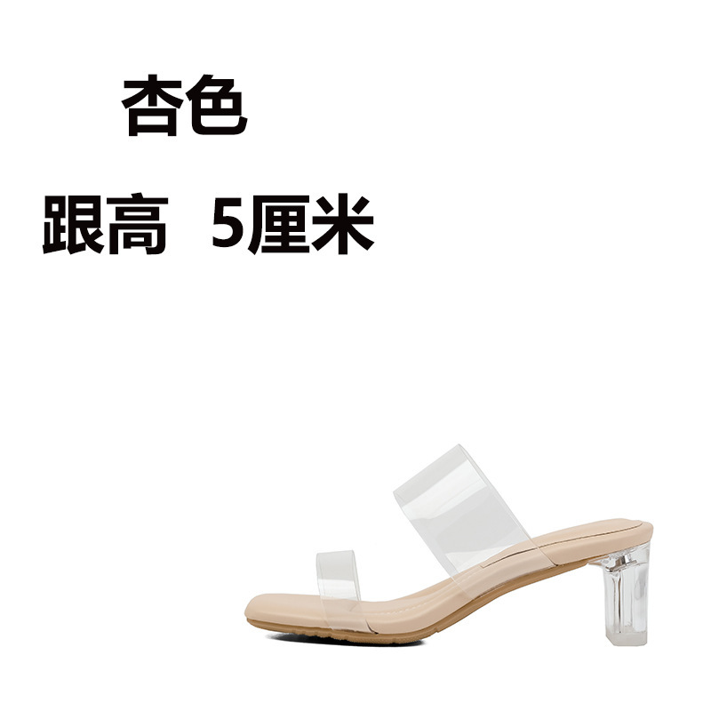 Sandallas de tacón alto transparentes con base suave para mujeres 2026 nuevas zapatillas frías de verano de talón medio de cristal de talón grueso image 11