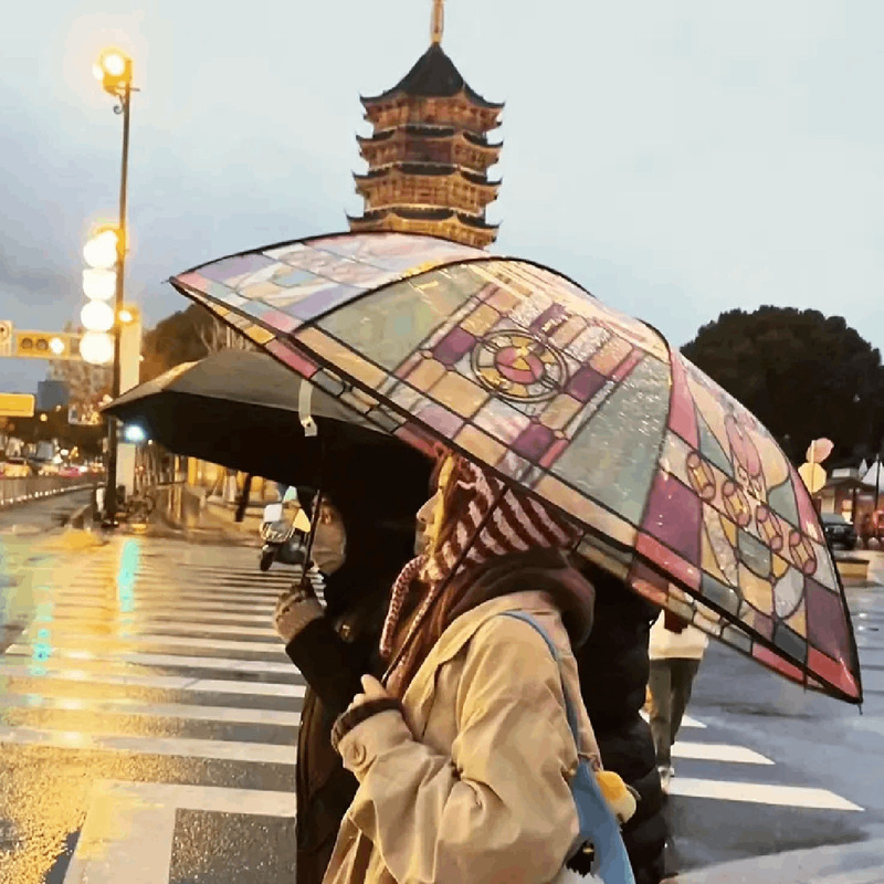 Transparent Umbrella Folding Umbrella South Korea Full Automatic Umbrella Creative Three-fold Manual Student Small Fresh Strong and Durable Thickened