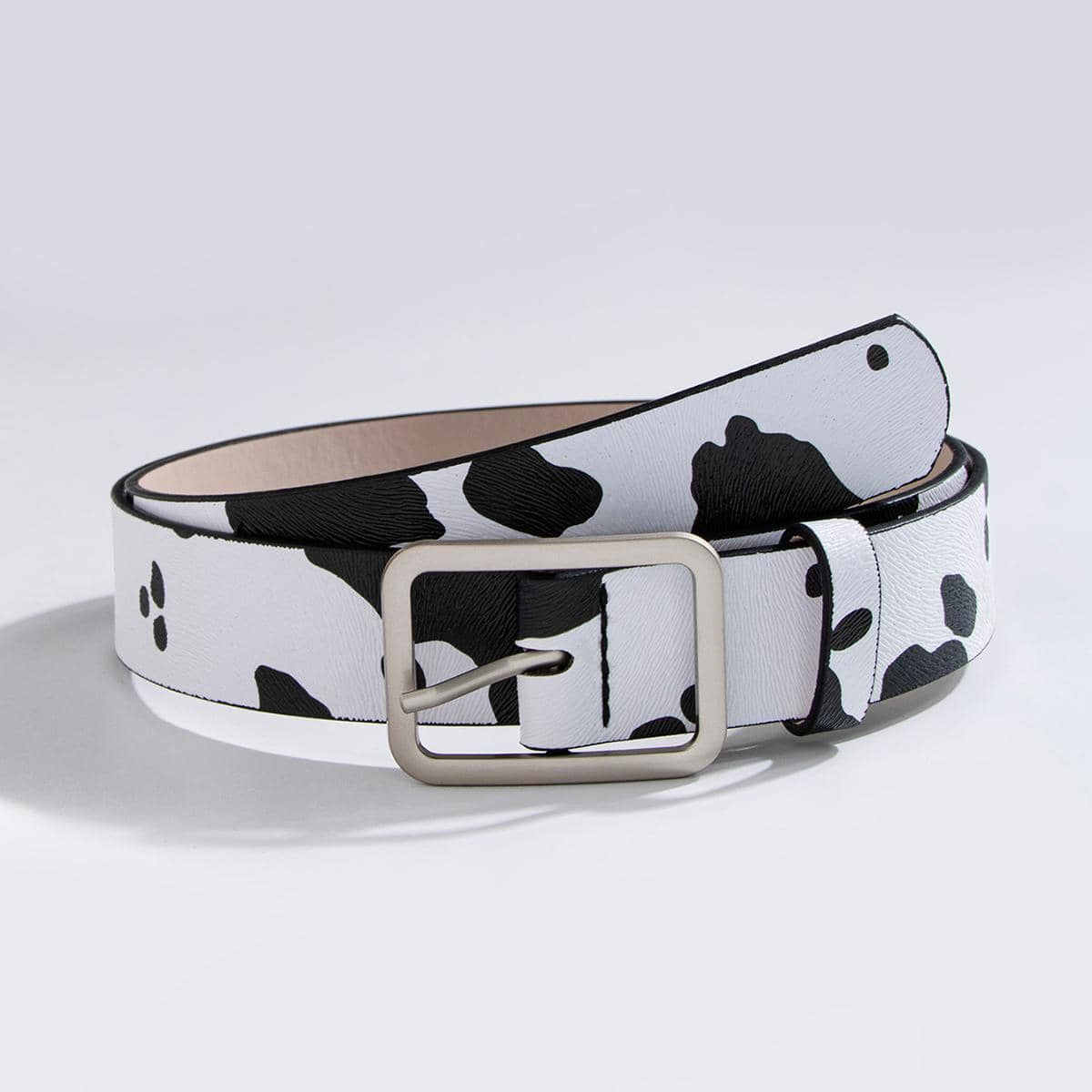 Spot New Day Buckle Black And White Cow Pattern Horsehair Women's Fake Hair Fashion PU Belt_voghion.com