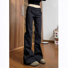 黒いギャルの低い腰の広い足のラッパのスーツのズボンの女性の春の新型の修身はやせています。