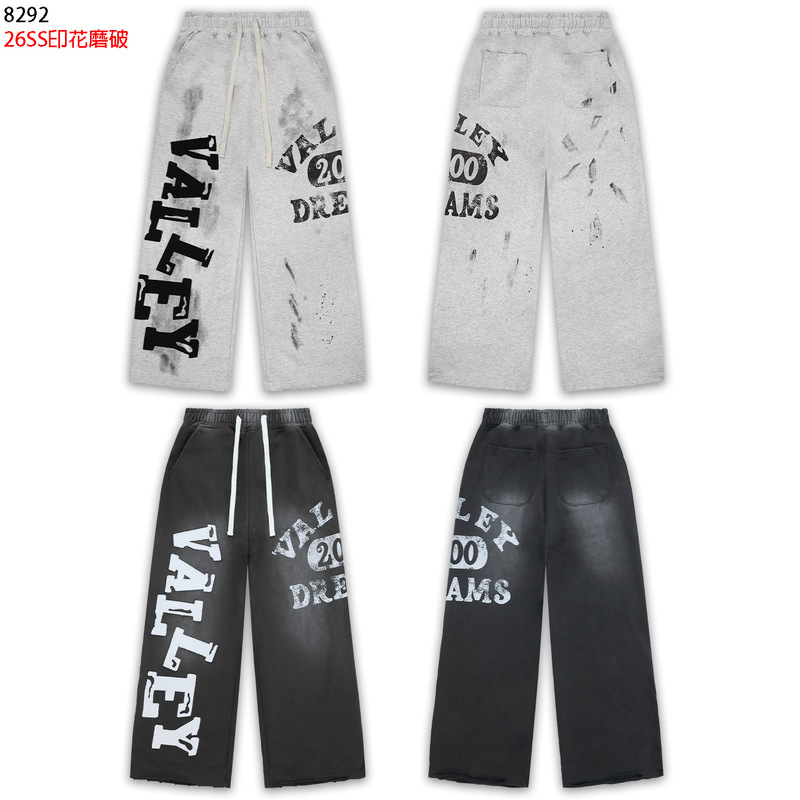 2026 Fall/Winter New Vale Vintage Washed Letter Pattern Printed Casual Pants Unisex Wholesale 2026 Fall/Winter New Vale Vintage Washed Letter Pattern Printed Casual Pants Unisex Wholesale