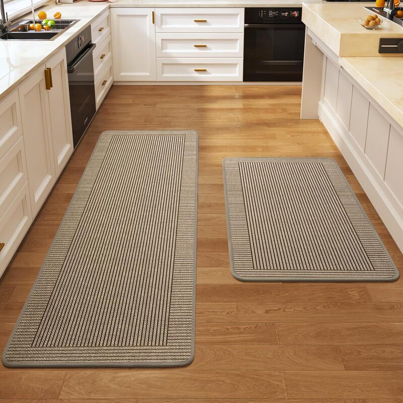 Cross-border wholesale kitchen mat set, non-slip and dirt-resistant checkered long carpet for home entrance and hallway