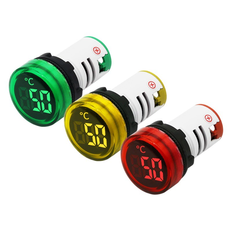 Индикатор температуры переменного тока AC24-500V-25-150 ° C круглый небольшой цифровой дисплей напряжения световой сигнал