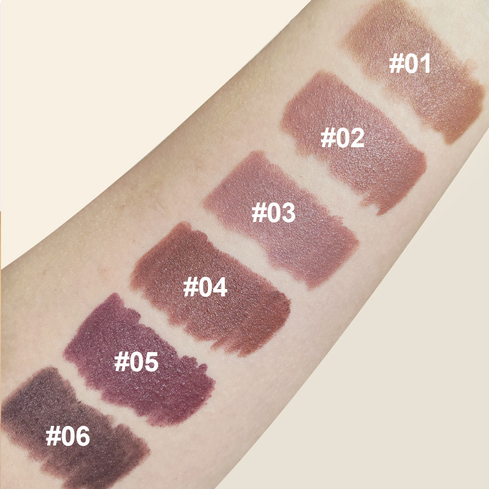 Sett med 6 matte sjokolade-leppestifter med lipliner_voghion.com