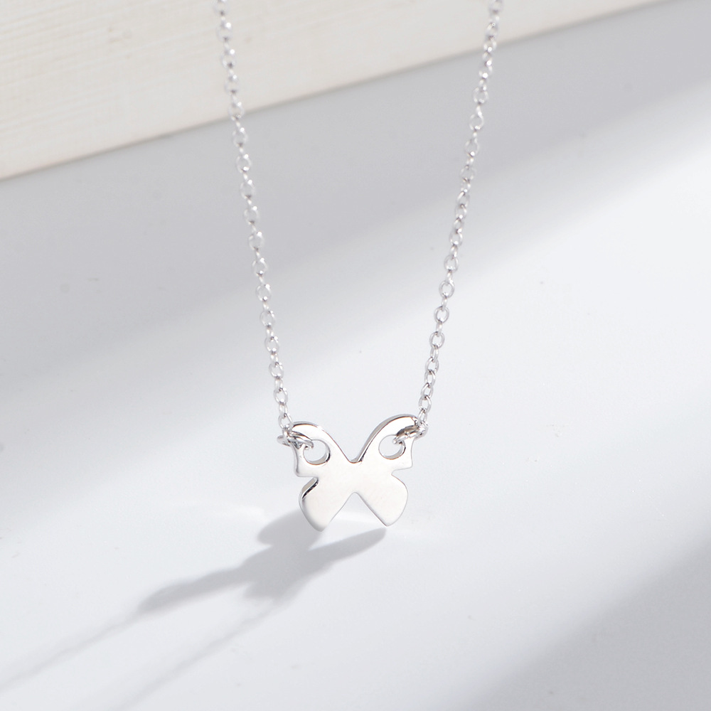 Mori estilo fresco celebridad en línea joyería elegante simple clavícula cadena s925 plata esterlina chapado en oro brillante mariposa Collar para las mujeres