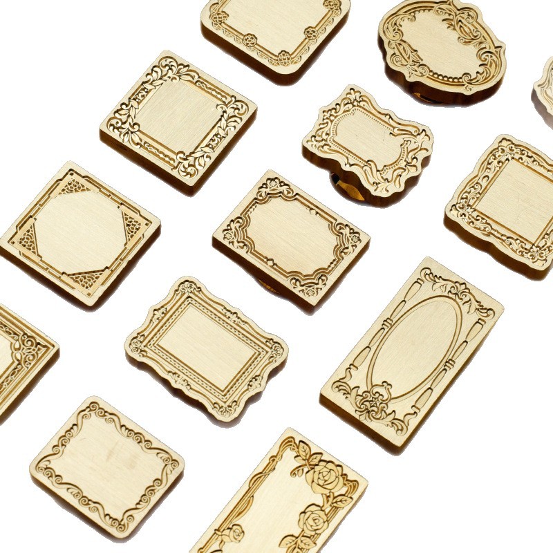 Marco de fotos de color europeo cabeza de cobre sello de pintura de fuego cabeza de sello de latón simple frontera retro Serie suministro directo de fábrica al por mayor